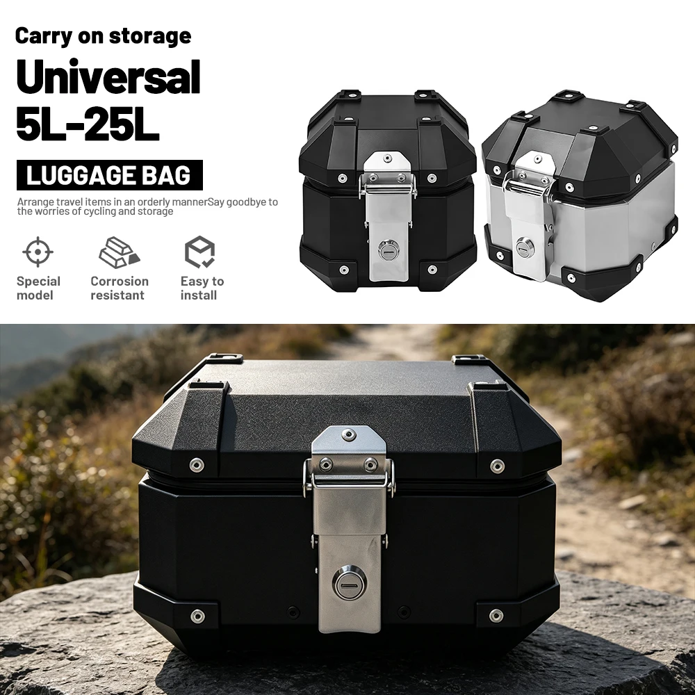 Motorcycle Rear Hard Storage Box Key Lock Anti‑Loss Quick Fit Hard Top Case For Daily Use Scooter Moto Spare Parts