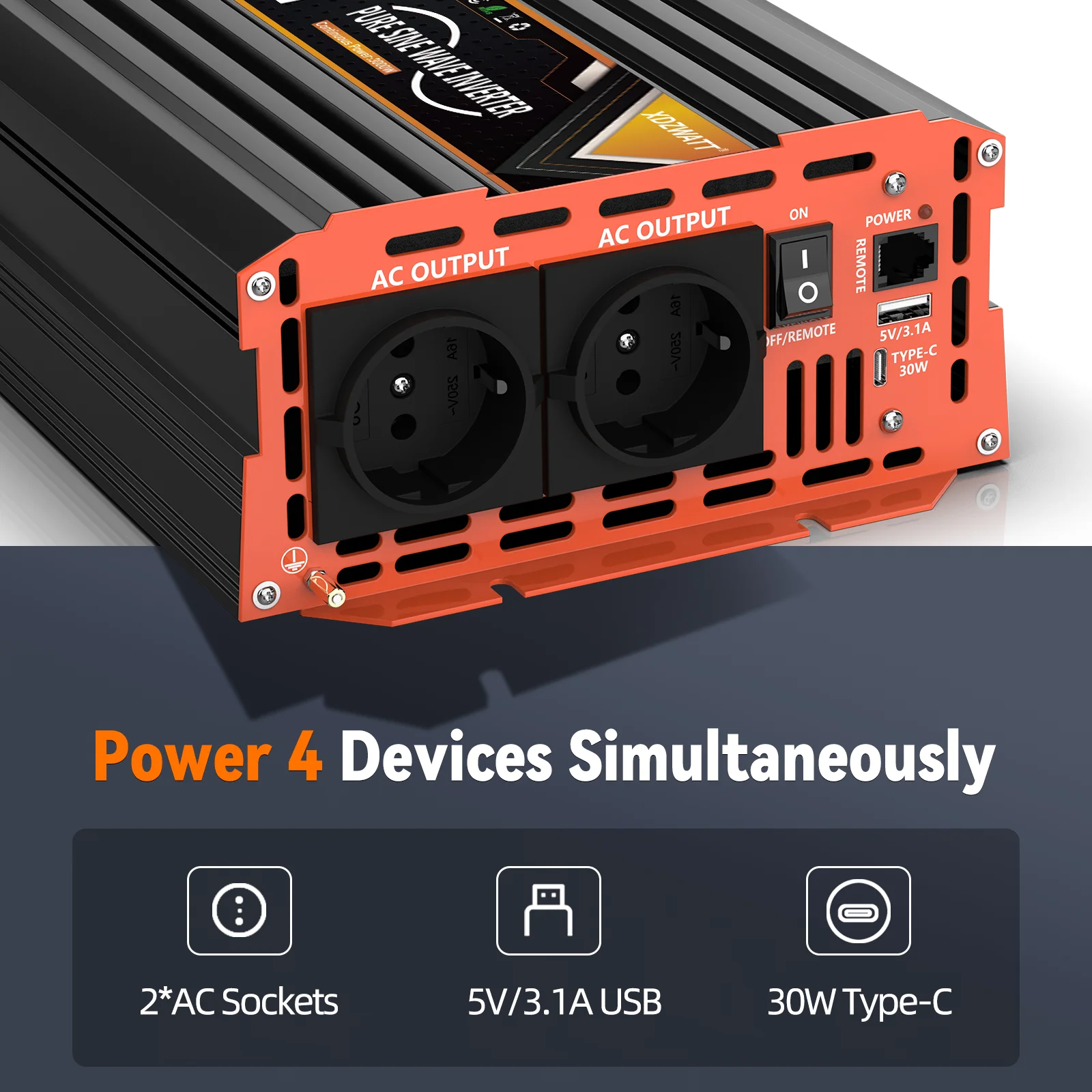6000 W Spitzenleistung Reiner Sinus-Wechselrichter DC 12 V 24 V zu AC 230 V 50 Hz EU-Buchse LCD Auto Voltmeter Konverter Transformator LCD – Detail 3