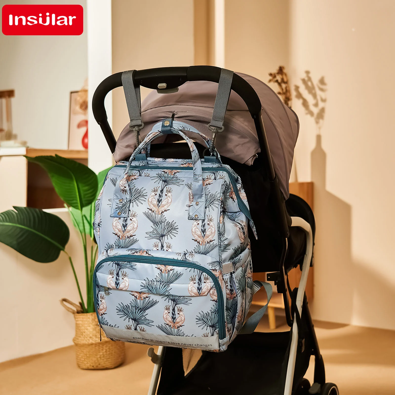 Large Capacity Printed Mummy Backpack, Multi-function Outdoor Travel Baby Nappy Bag Fashion Diaper Backpack for Mom Daily Outing