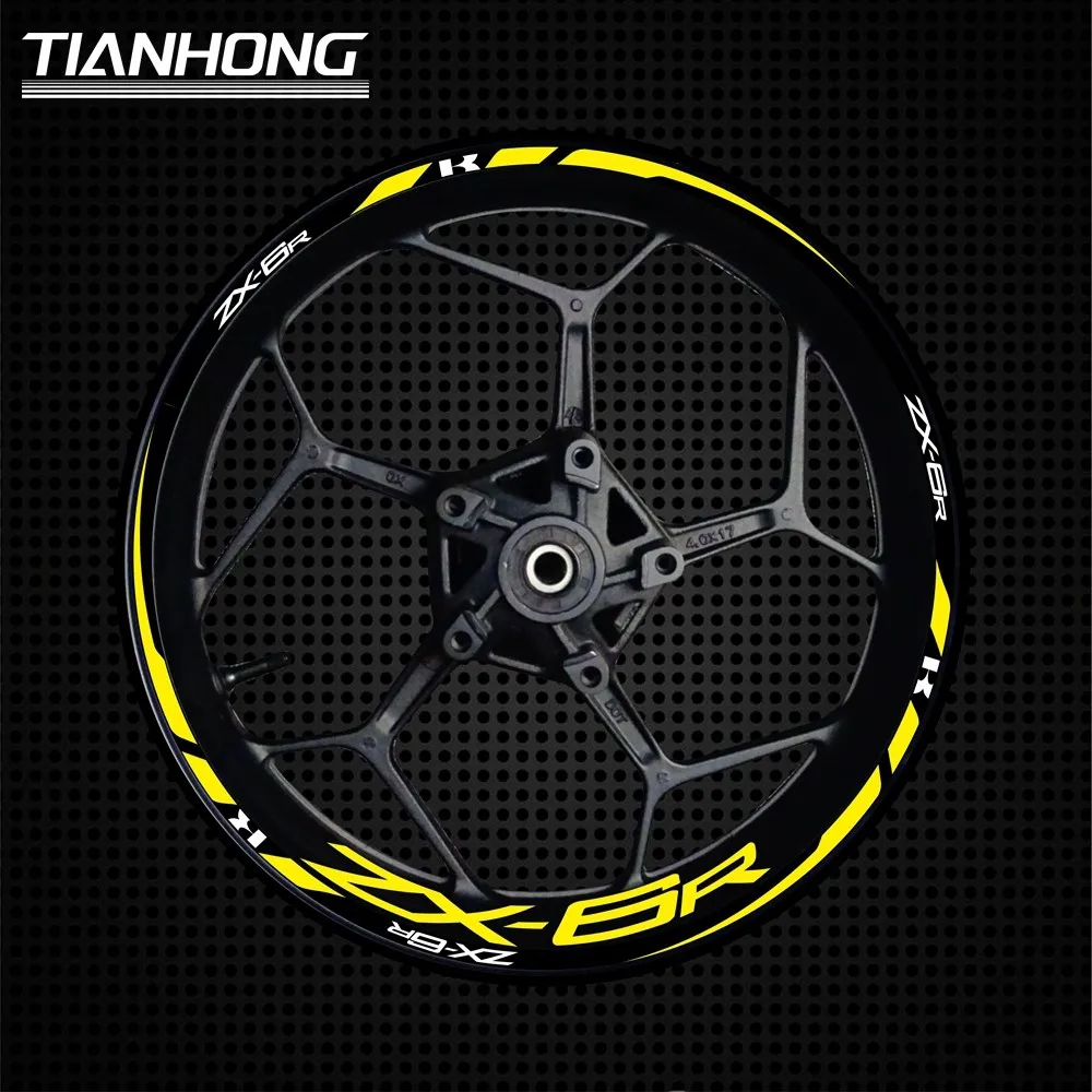 Applicable to Kawasaki 17 inch 636 ZX6R Universawheel hub personalized modification rim steel ring waterproof reflective sticker