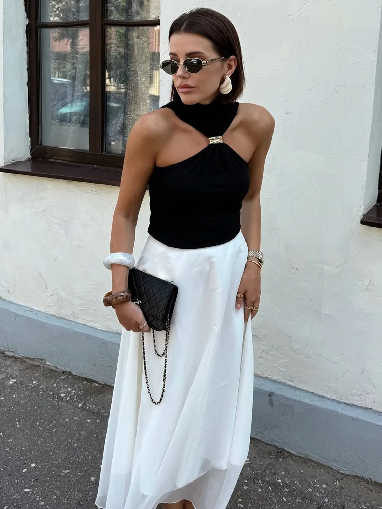 Tossy Sommer Mode Sexy Tank Top Pullover Für Frauen Schlank Off-Schulter Patchwork Liebsten Y2k Weste Top Weibliche Cropped top 2025