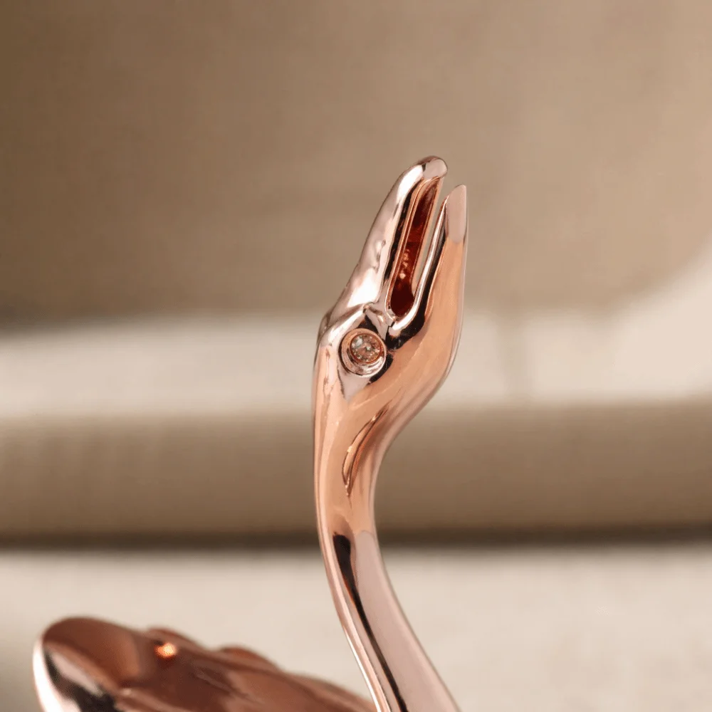 Zinc Alloy Swan Shape Table Card Clip Rose Gold Easy Clamping Structure Photo Paper Stand Clip 1.97 x3.46in Swan