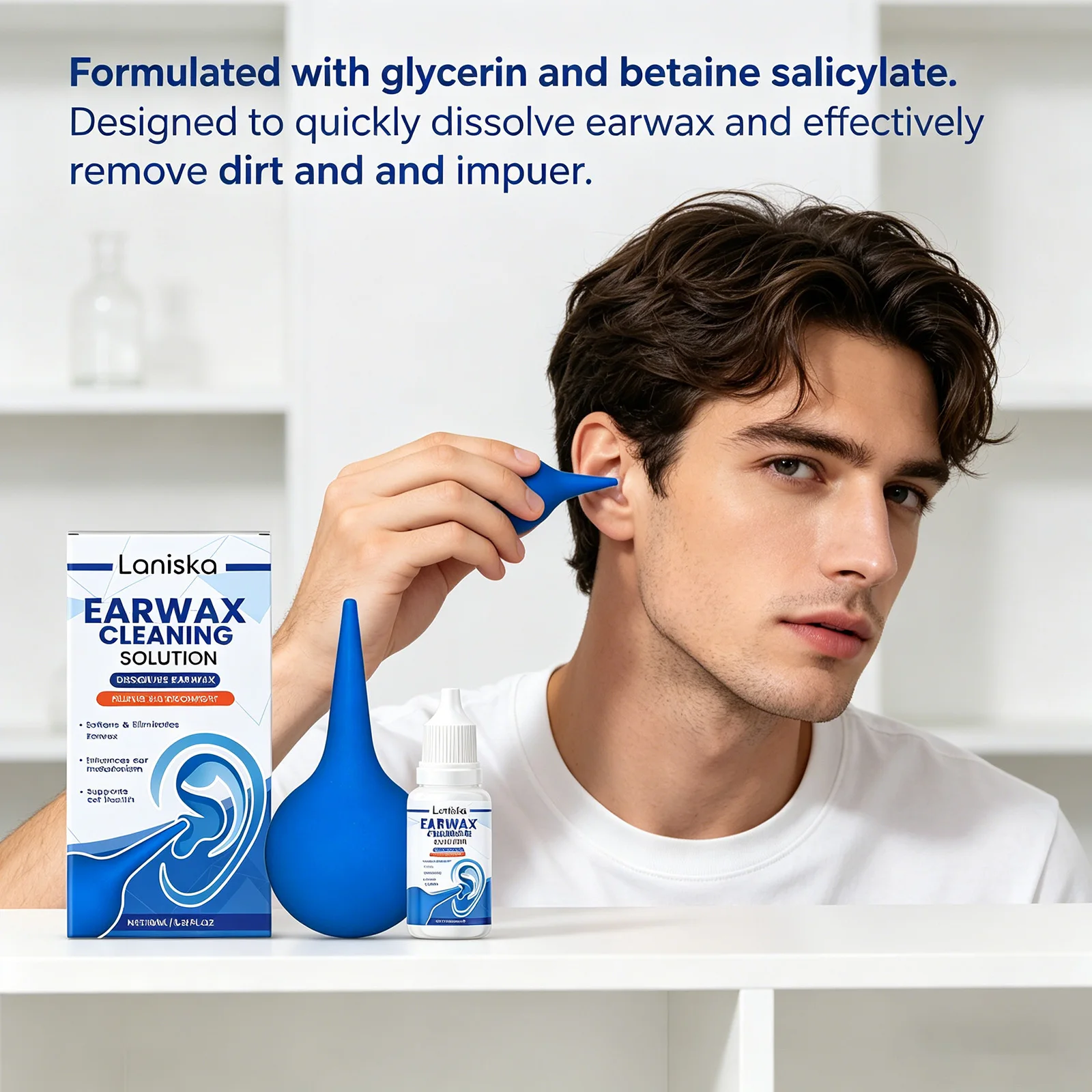 Earwax Cleaning Drops Dissolve Earwax Itching Relieve Earache Discomfort Improve Listening Tinnitus Soothing Ear Health Care Kit