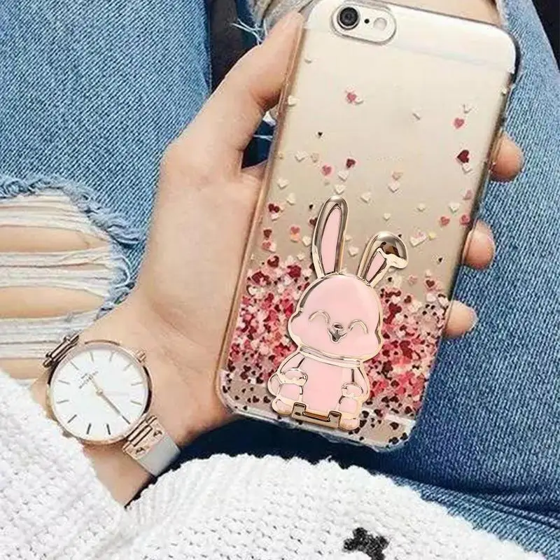 Faltbare Hasen-Telefon halterung tragbare niedliche Hasen-Handyst änder selbst klebende Desktop-Display-Halterung, die für die meisten geeignet ist