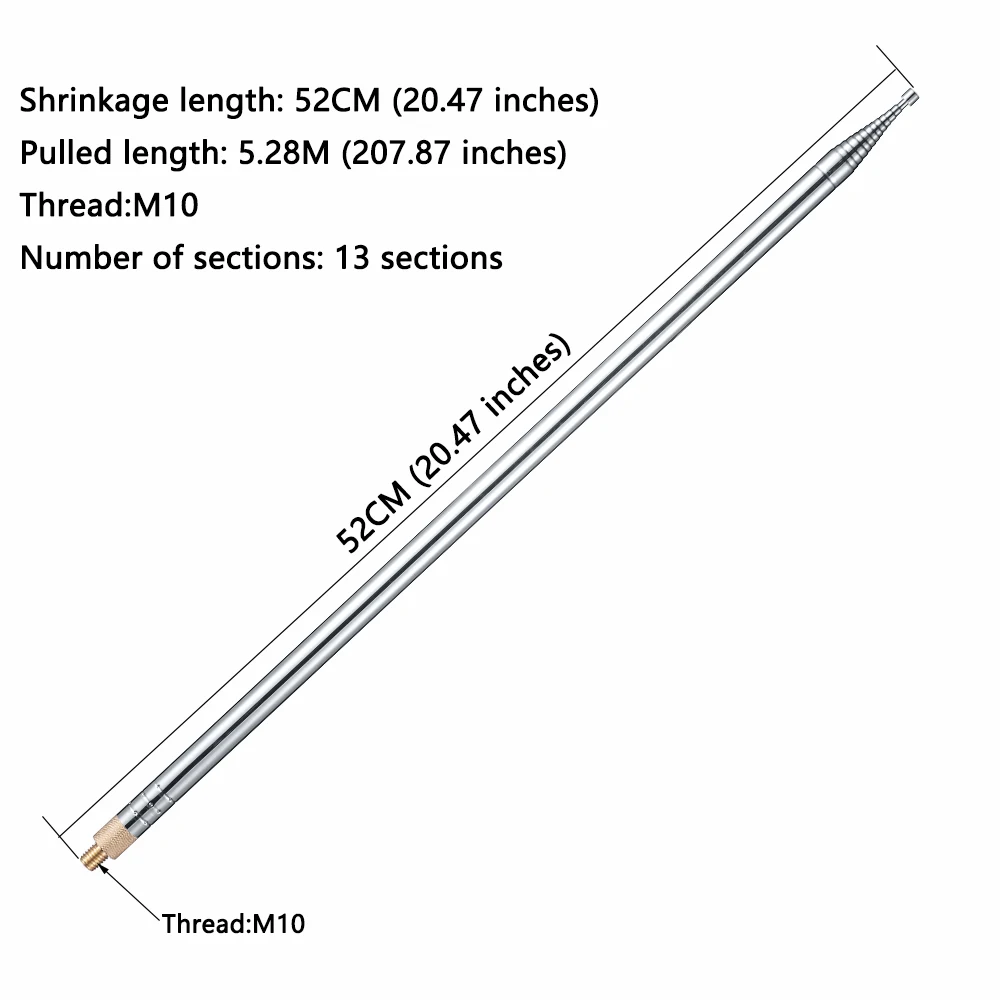 5.28M Stainless Steel Whip Antenna For Radio Communication JPC-12 Pac-12 JPC-7 HF Antenna