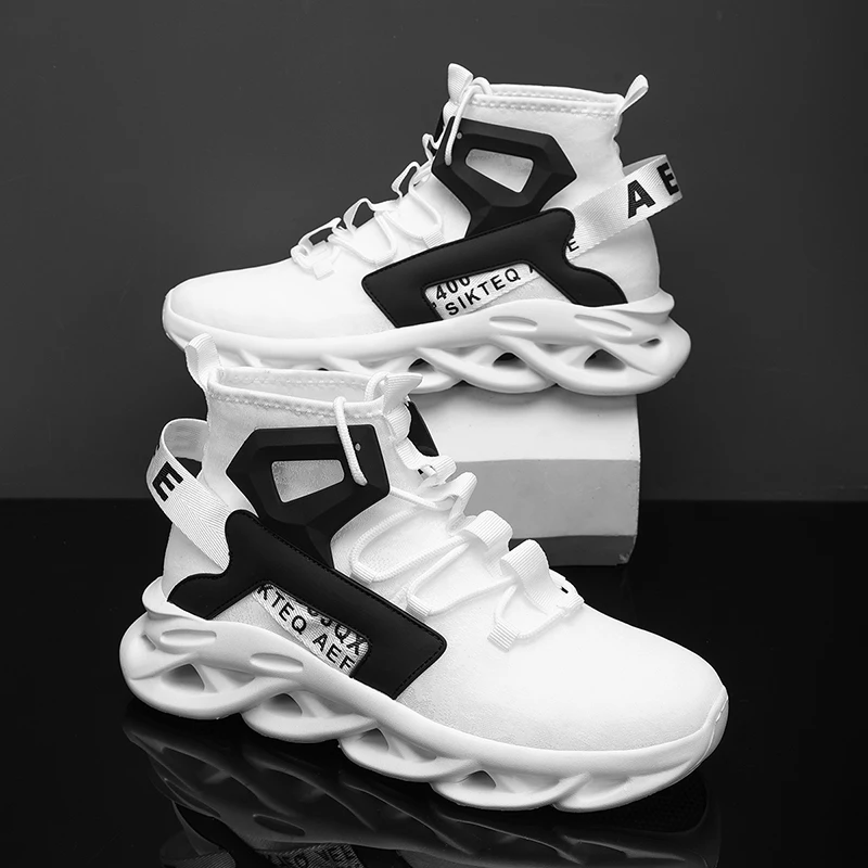 

HKDQ Male High Top Sports Shoes Men Lightweight Breathable Trendy Walking Sneakers Lace Up Non Slip Comfort Running Shoes Men