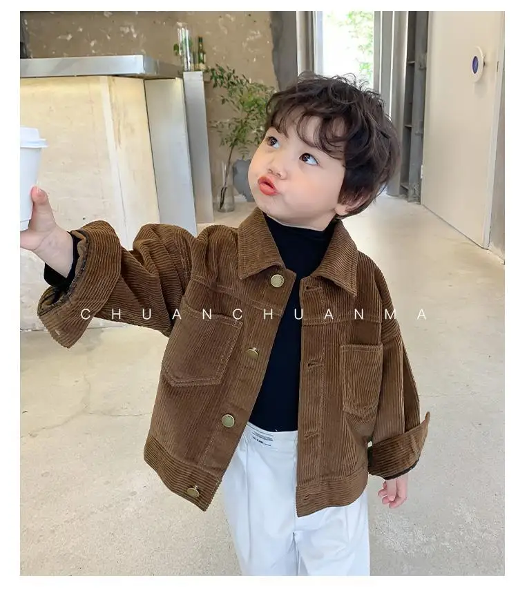 1-7yrs Kid Boys Toddler Coat Spring New Korean Version Baby Boy Corduroy Casual Fall Jacket for Children Girls Shirt Jackets