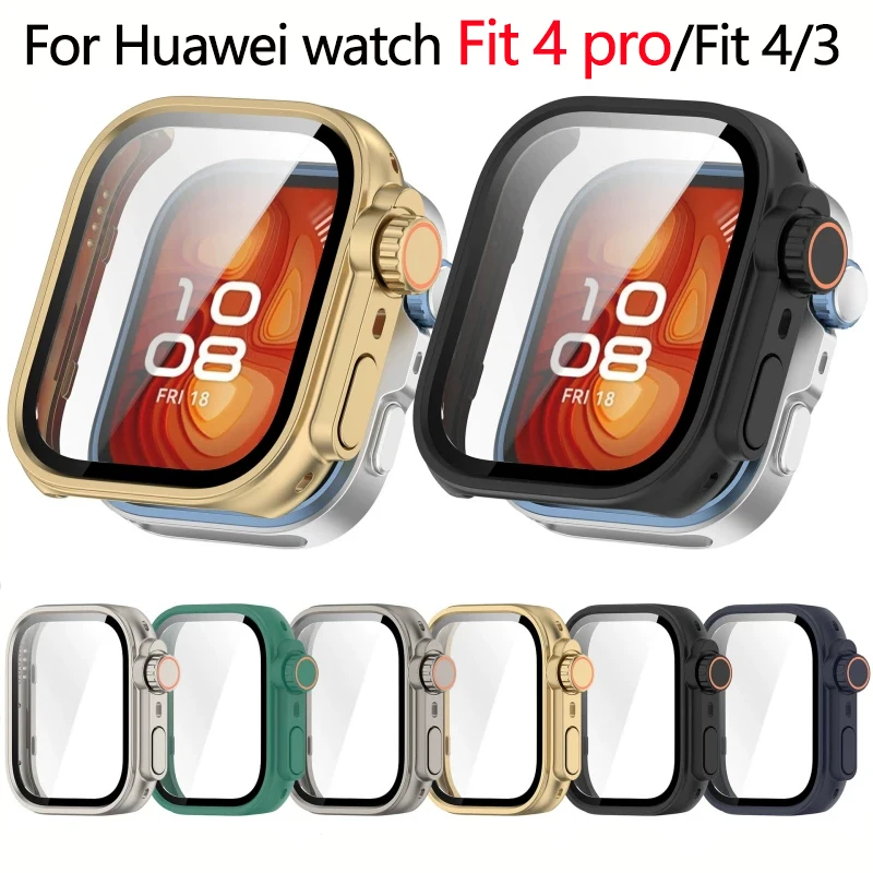 Change To Ultra for Huawei Watch Fit 4 pro Case Tempered Glass Screen Protector for Huawei watch Fit 3 4 case upgrade to ultra 2