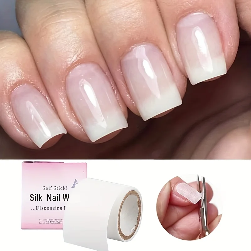 1 Roll Nail Repair Fiberglass Silk Wrap Self Adhesive Strong Protect Reinforce Extension White Sticker For Broken Manicure Tools