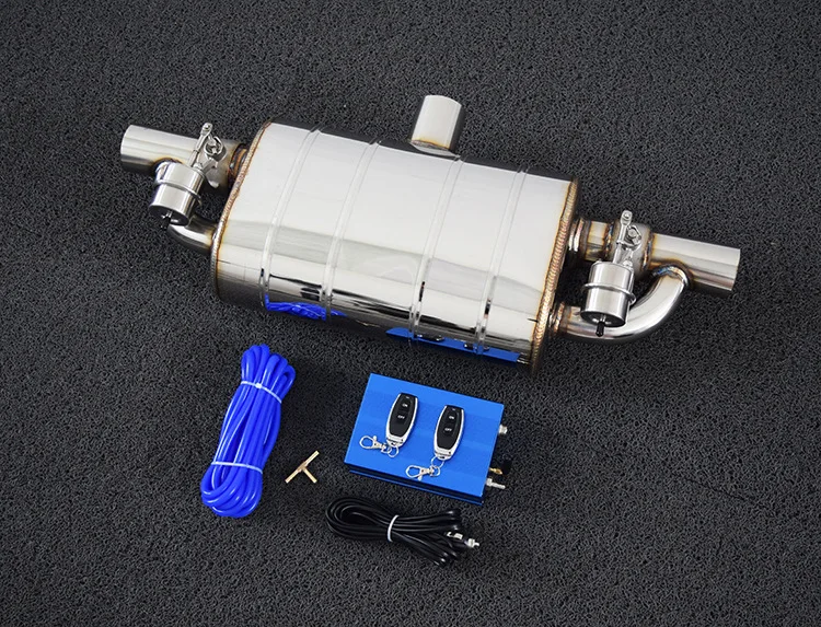 Automobile exhaust pipe modification remote control variable T drum in the middle inlet double out double valve pneumatic valve