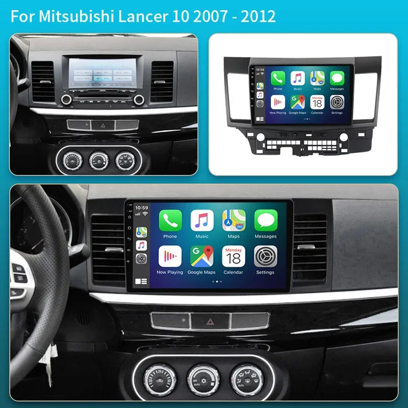 For MITSUBISHI LANCER 9 10 X 2008 2009 2010 2011 - 2016 9Inch Android 16 Car Radio Stereo Audio GPS Player Carplay Auto Screen