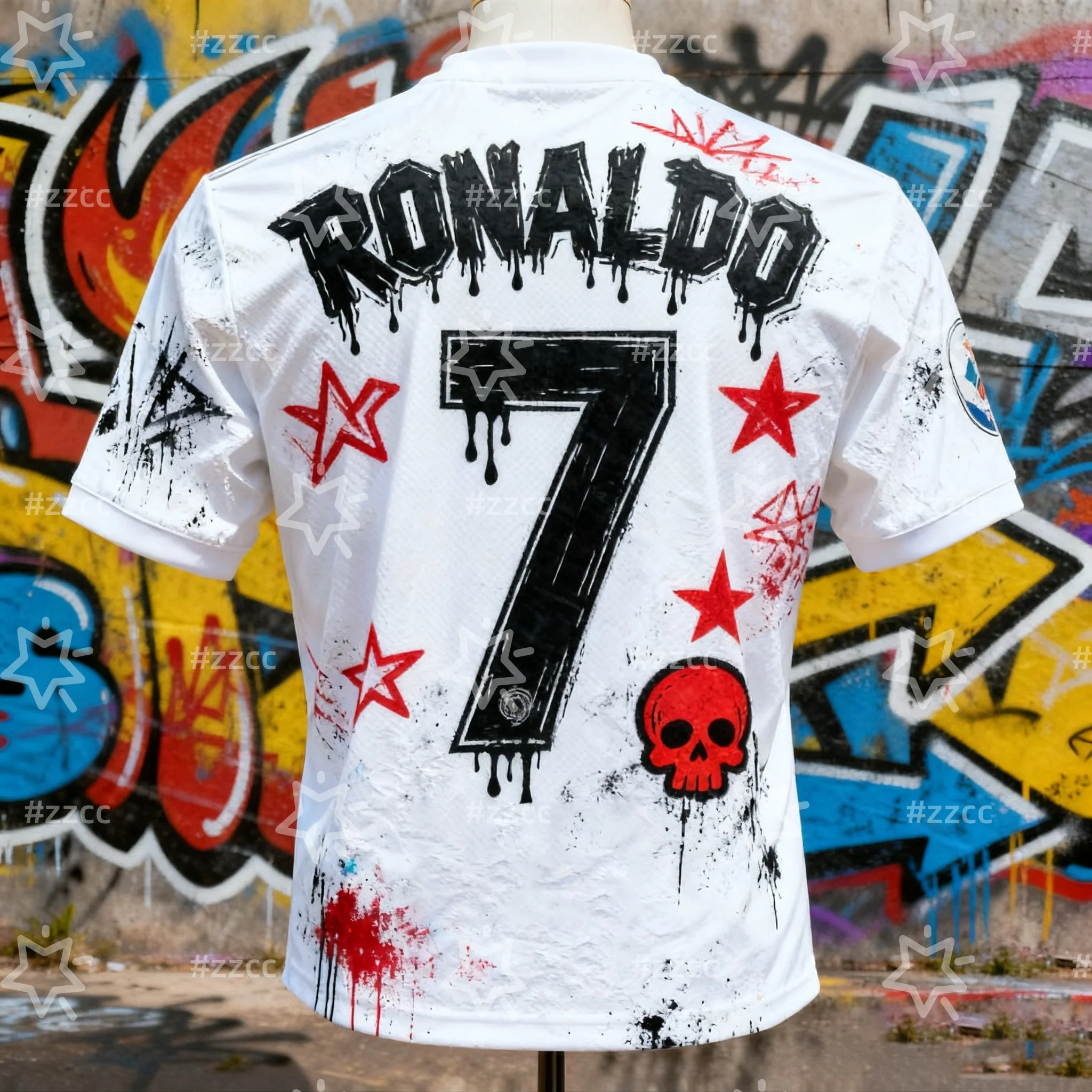 رونالدو جرافيتي جيرسي كرة القدم جيرسي رقم. 7 ثلاثية الأبعاد الطباعة الخريف الرياضة الجافة بسرعة تي شيرت رجالي ملابس الأطفال المحملة Y2k امرأة #3