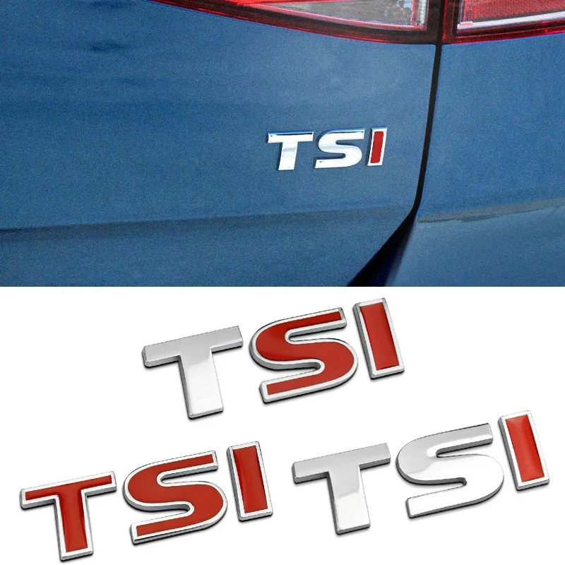 TSI Logo Car Rear Trunk Emblem Sticker for VW Touareg Tiguan Polo Vento Passat Jetta Sagitar Auto Body Badge Decal