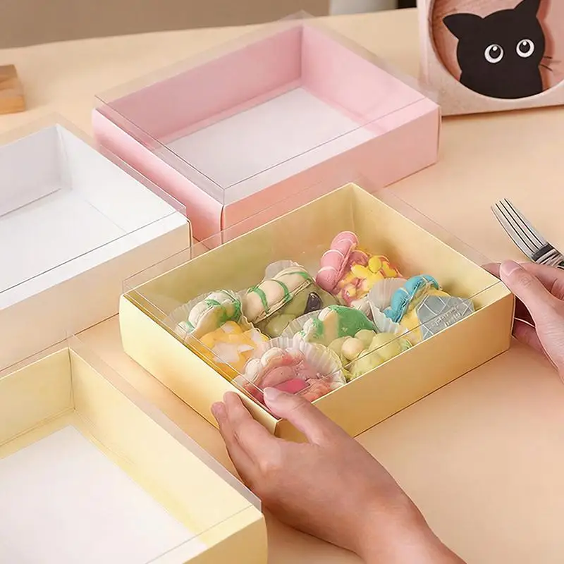 5Pcs Pull-Out Gift Boxes Drawer Paper Boxes With Clear For Cake Window Gift Jewelry Packaging Business Wedding Birthday Party