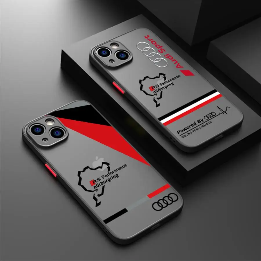 A-Audi Art Logo Phone Case for iPhone 16 15 13 14 11 12 Pro Max 12 Mini 7 8 XR XS 16 Plus 15Pro MAX Matte Soft Cover Shell