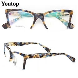 Women Half Rim Eyeglass Frame for Women Cat eye Fashion Leopard Print Tortoise Optical Glasses Frame Red Retro Eyewear Spectacle