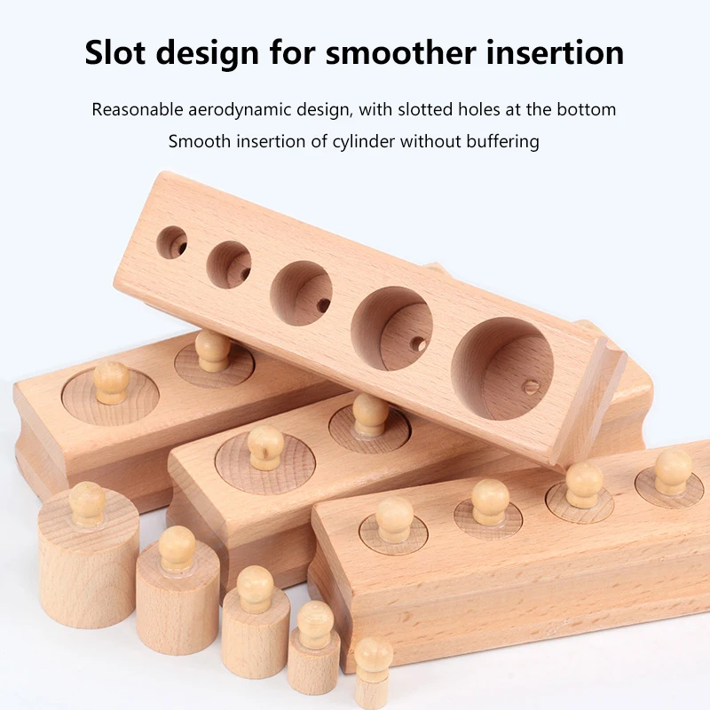 1 Juego de rompecabezas de cilindro Montessori, juguete para el desarrollo del bebé, práctica y sentidos, juguetes educativos de madera para niños