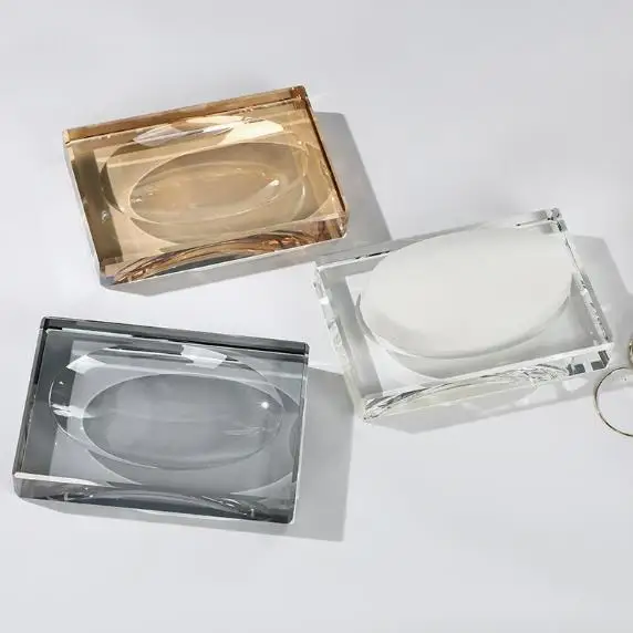 Transparent Glass Soap Box Crystal Soap Dish Soap Holder Home Bathroom Accessories Soap Storage Box Bathroom Supplies Soap Base