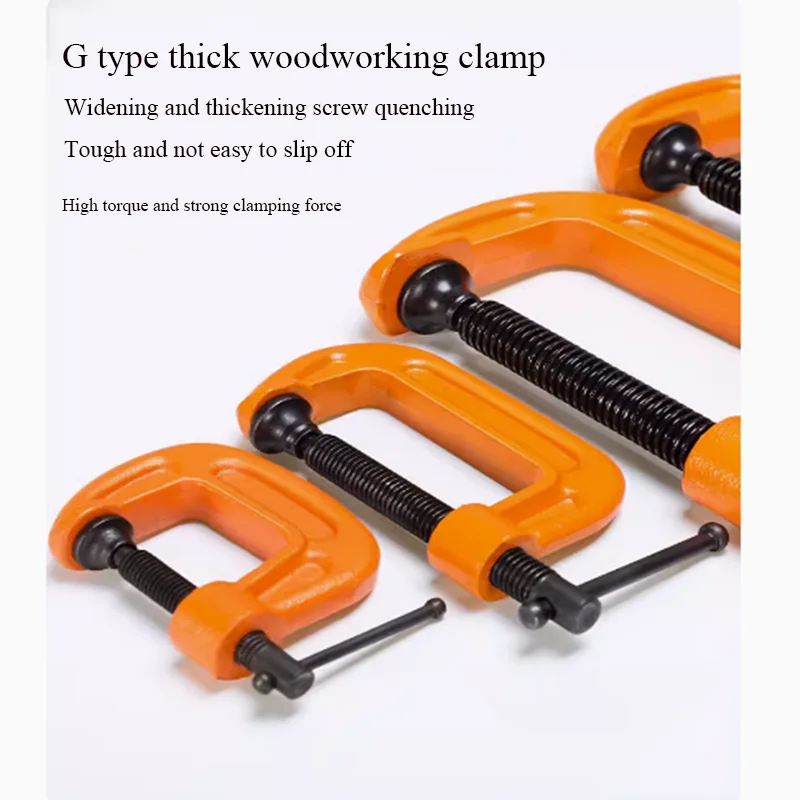 

Heavy Duty Strong G-shaped Iron Clip 25-140mm Opening Woodworking Quick Fixing Fixture Thickening C-type Clamping Device Tools