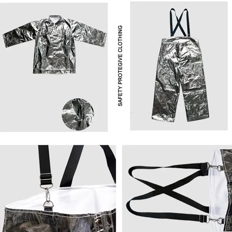 Fire Protection Suit Fire Resistant Suit Thermal Radiation 500 Degree Heat Resistant Aluminized Anti-scalding Suit home supplies