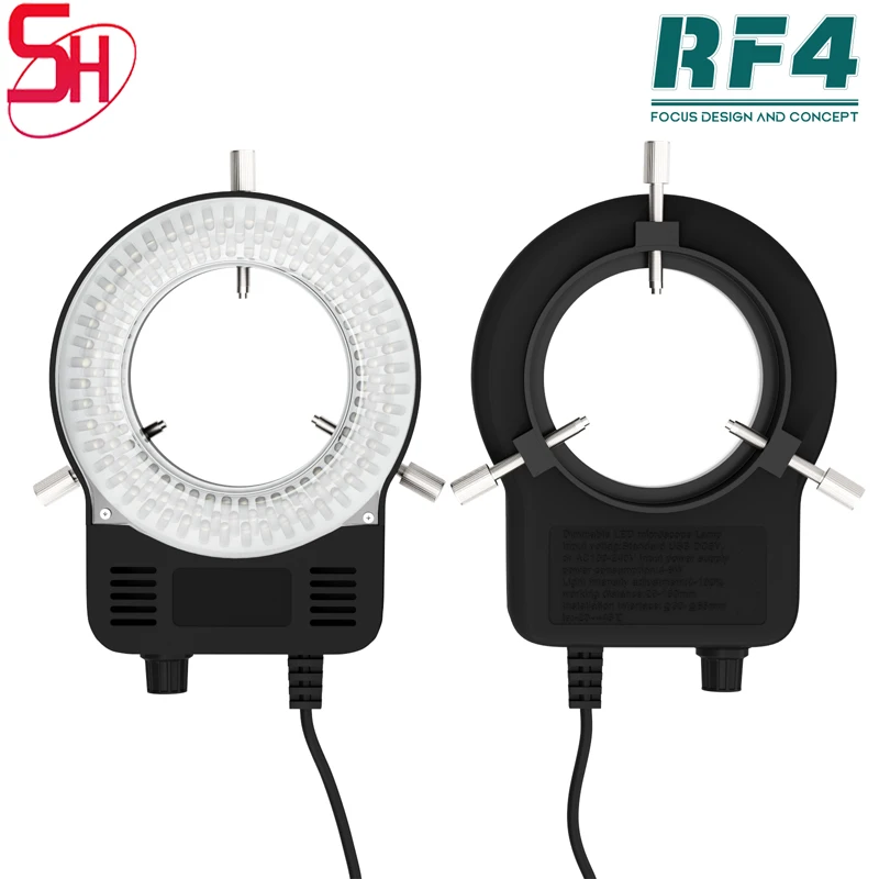 RF4 Microscope 144LED Ring Light Industry Monocular Binocular Trinocular Stereo Video Adjustable Circle Illuminator Lamp Tools