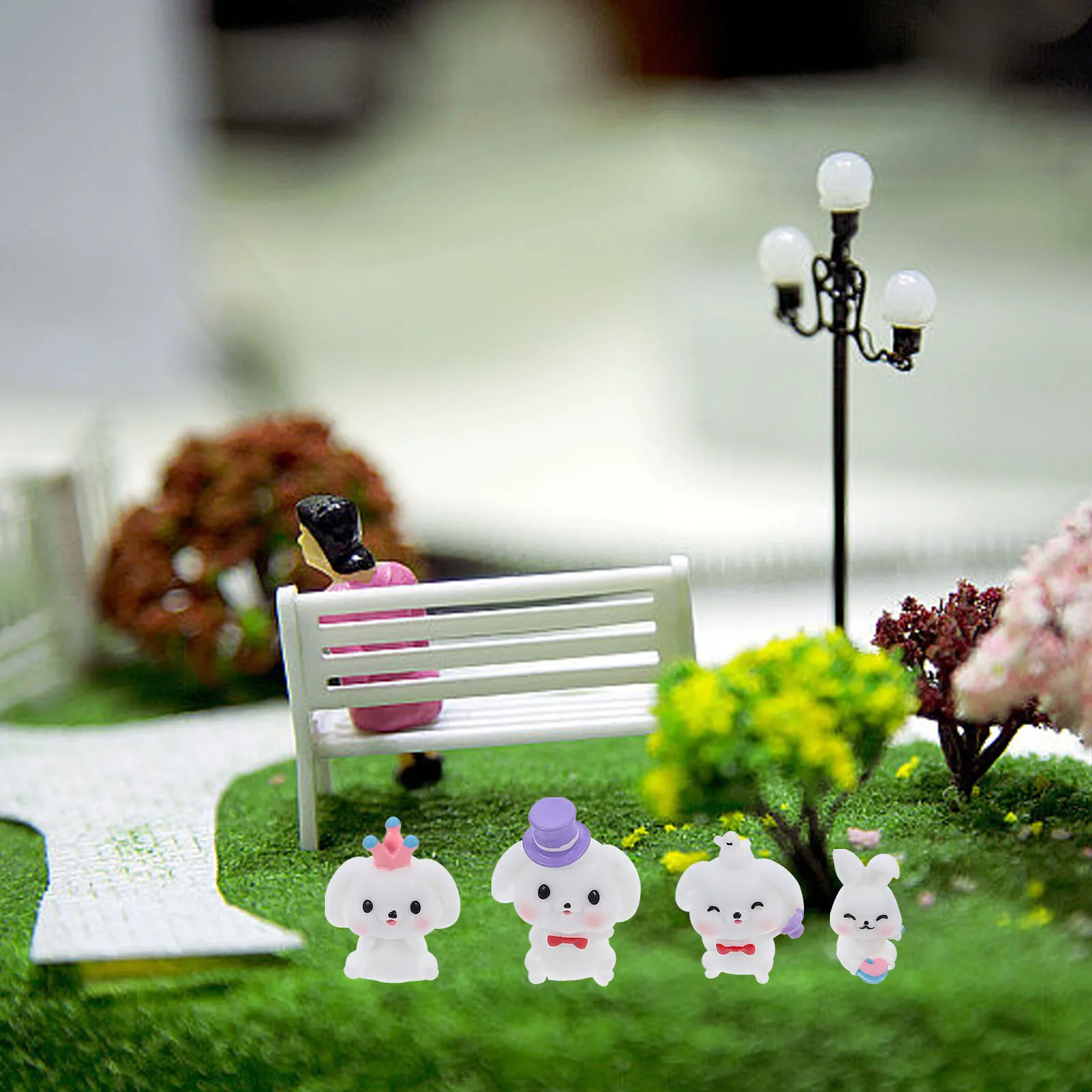 

12 Pcs Ornaments Figurine Small Decoration Diy Bunny Toys Miniature Micro Landscape Figurines Resin Decorations