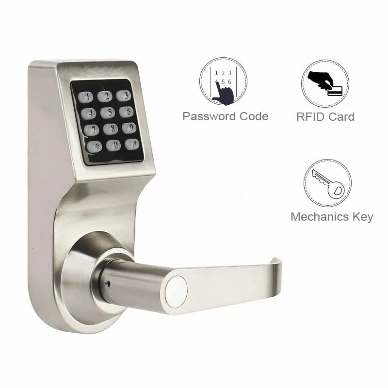 Home Electric Door Lock RFID Digital Lock Gate Opener Mechanical Code lock Handle AA Battery  Driven Lock Handle Lock Key entry