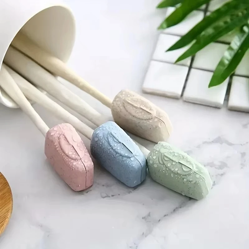 4pcs Eco Friendly Wheat Straw Toothbrush Covers Portable Travel Toothbrush Case Protector Cap For Camping Hiking Bathroom