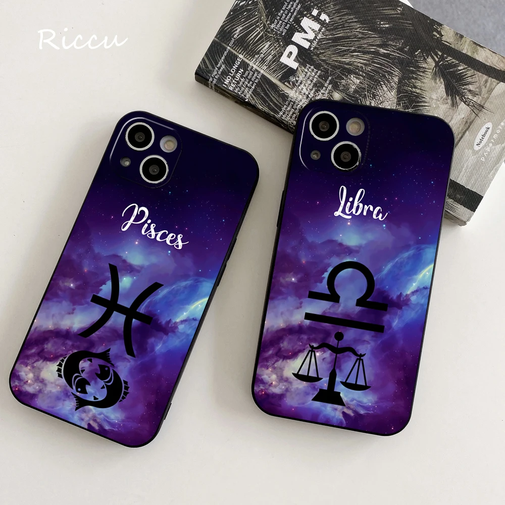 FOR IPhone Twelve constellations Phone Case 14 11 12 Pro 8 7Plus SE X Pro 14 MAX 12 13 MINI XR XS iphone 14 Soft Phone Covers