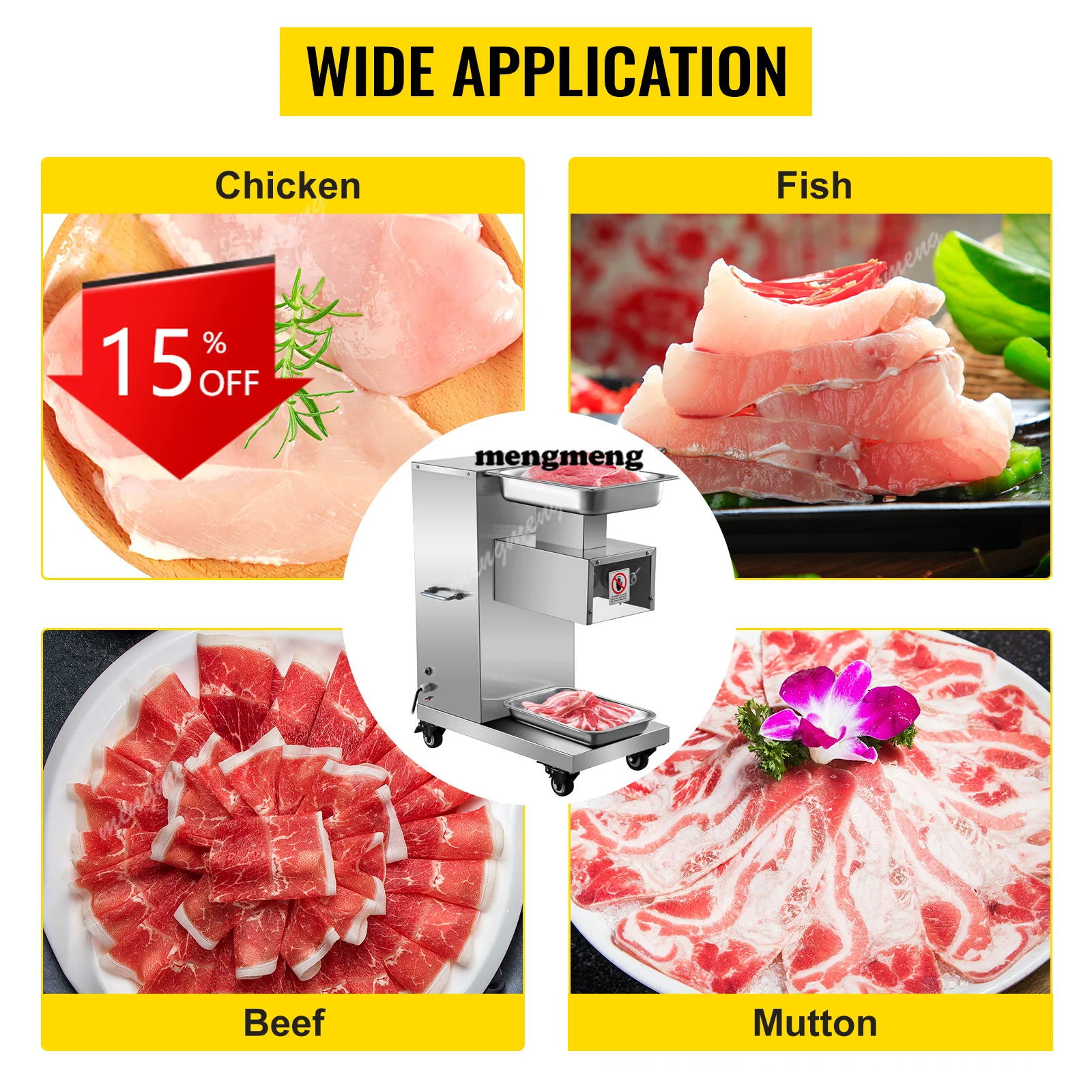 

Промышленная электрическая мясорезка E132 110В, 1100 фунтов/час, 750 Вт, для ресторанов, из нержавеющей стали