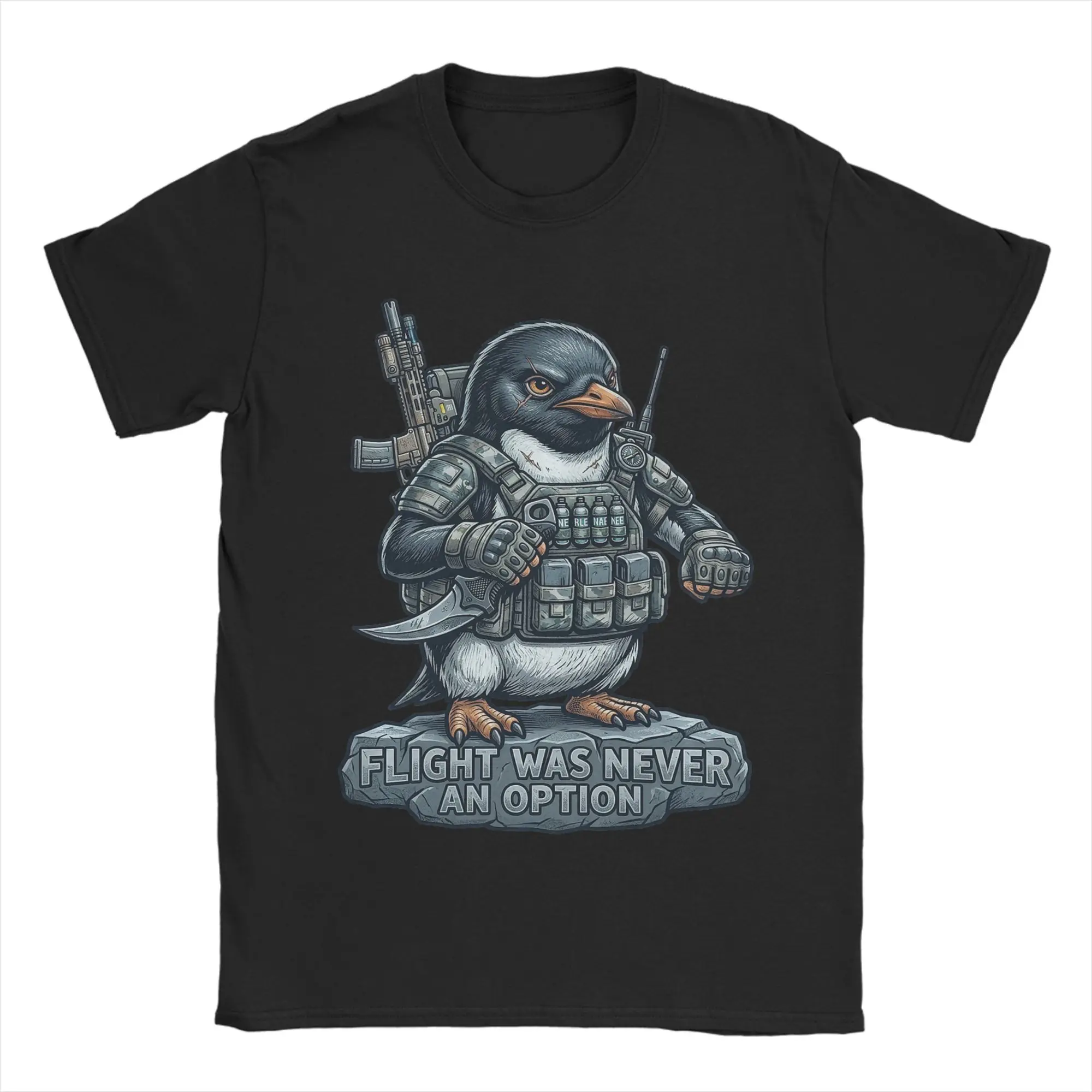 Flight was Never an Option Penguin T-Shirt Beach  Cotton T-Shirts For Man Print Tee Shirt Short Sleeve Y2K Retro Top Tees