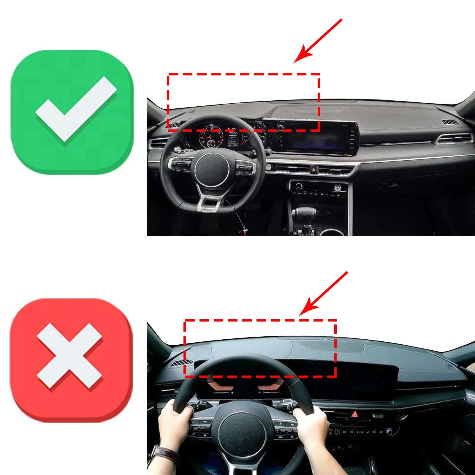 for Kia K5 2021-2024 GT-Line (Without HUD) ​​High Quality Dashboard Cover Dashmat Sunshade Anti‑UV Protector Dash Mat Pad