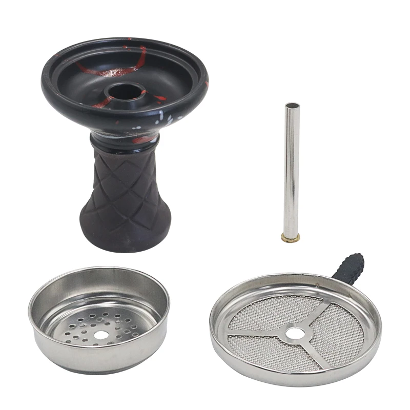 SY Single Hole Ceramics Shisha Bowl With Stainless Steel Charcoal Holder Smoking Hookah Narguile Accessories
