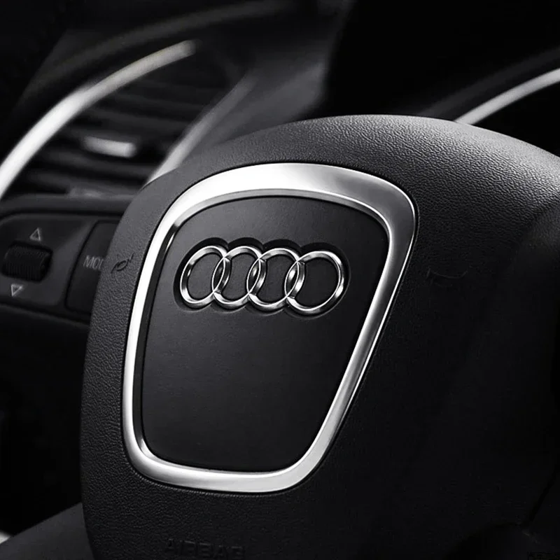 عجلة توجيه سيارة ملصق لأودي A6L A3 A4 A5 A6 A7 A8 Q3 Q5 Q7 Q8 TT S5 S7 S8 RS7 RS6 شعار استبدالها اكسسوارات السيارات