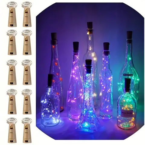 5/10pcs Wine Bottle Lights with Cork 10/20 LED Cork Lights String Battery Mini Copper Wire Light for DIY Wedding Decoration