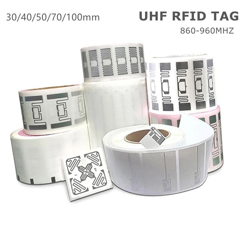 

1000pcs/lot UHF RFID Tags Sticker 860-960MHz Long Range RFID Sticker Label 30/40/50/70/100mm Optional