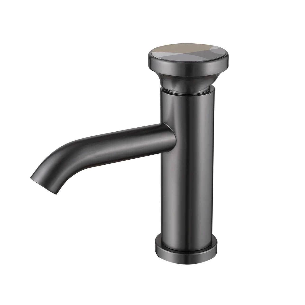 Brushed gold faucet personalized handwheel switch gunmetal gray sink art faucet bathroom cabinet ceramic pan faucet
