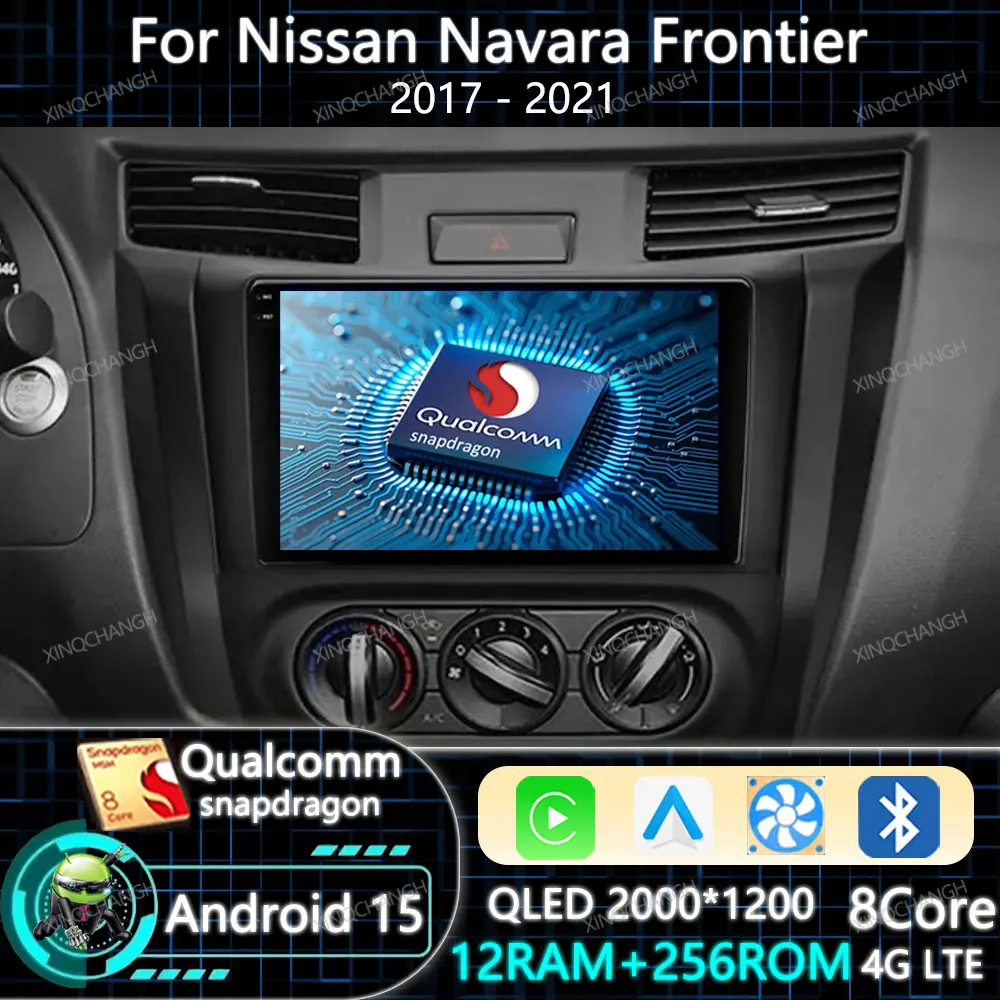 Android 15 Radio de coche Carplay Auto para Nissan NAVARA Frontier NP300 2011 - 2018 unidad principal de navegación 4G LTE 5G WIFI QLED 2DIN GPS