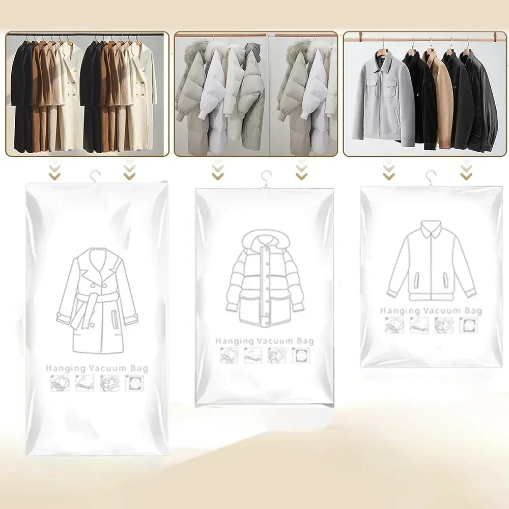 Hanging Vacuum Storage Bags Wardrobe Compressed Bag Closet Organizer Vacuum bags Space Saving Seal Organizer for Suits, Dress