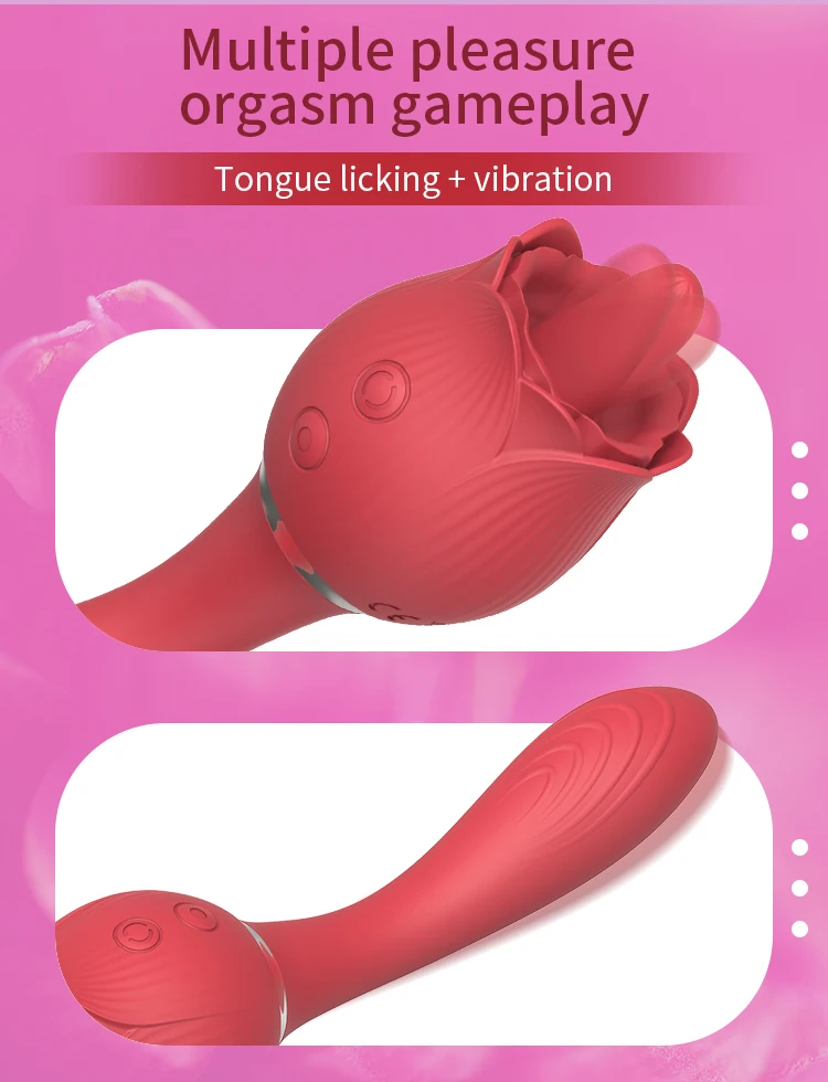 Wibrator Rose Lick, zabawki erotyczne, wibracja waginy i łechtaczki, stymulacja łechtaczki, rzadka uroda, seksowne gadżety, zabawki erotyczne dla kobiet, narzędzia erotyczne 18+