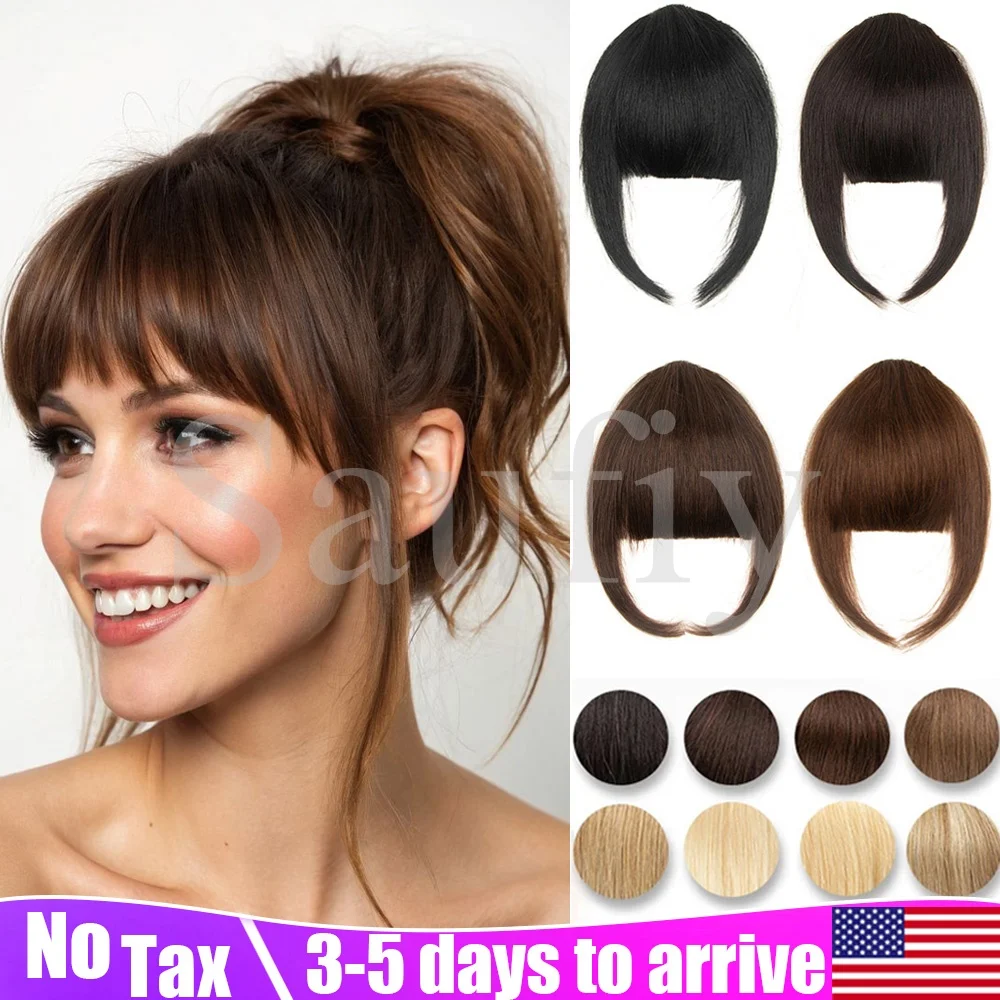 

Прямые коричневые женские челки из натуральных человеческих волос, накладные, на заколках, с эффектом «воздушных» прядей, черные, светлые, искусственные, для наращивания