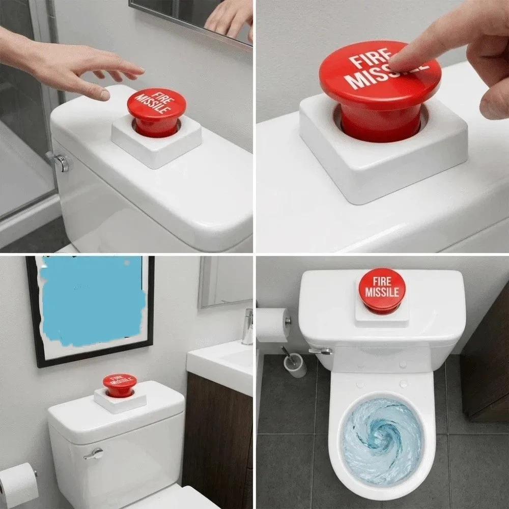 Stylish Space-Themed Toilet Tank Press Button Distinctive Eye-Catching Solid Reliable Material Rocket Launch Shaped Button