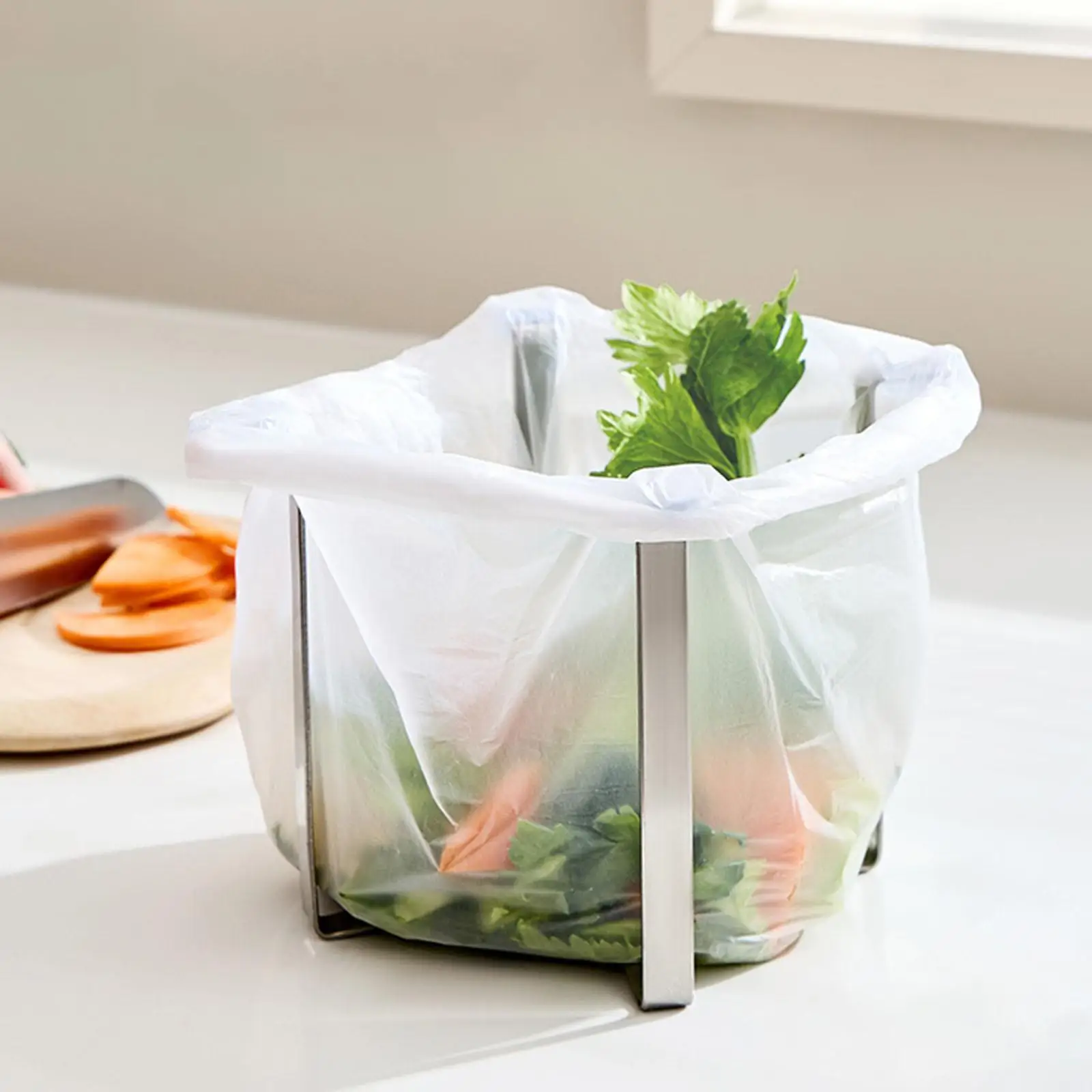 Kitchen Strainer Sink Basket Holder with 50 Net Bags for Food Residue Mesh Waste Rack Kitchen Essential