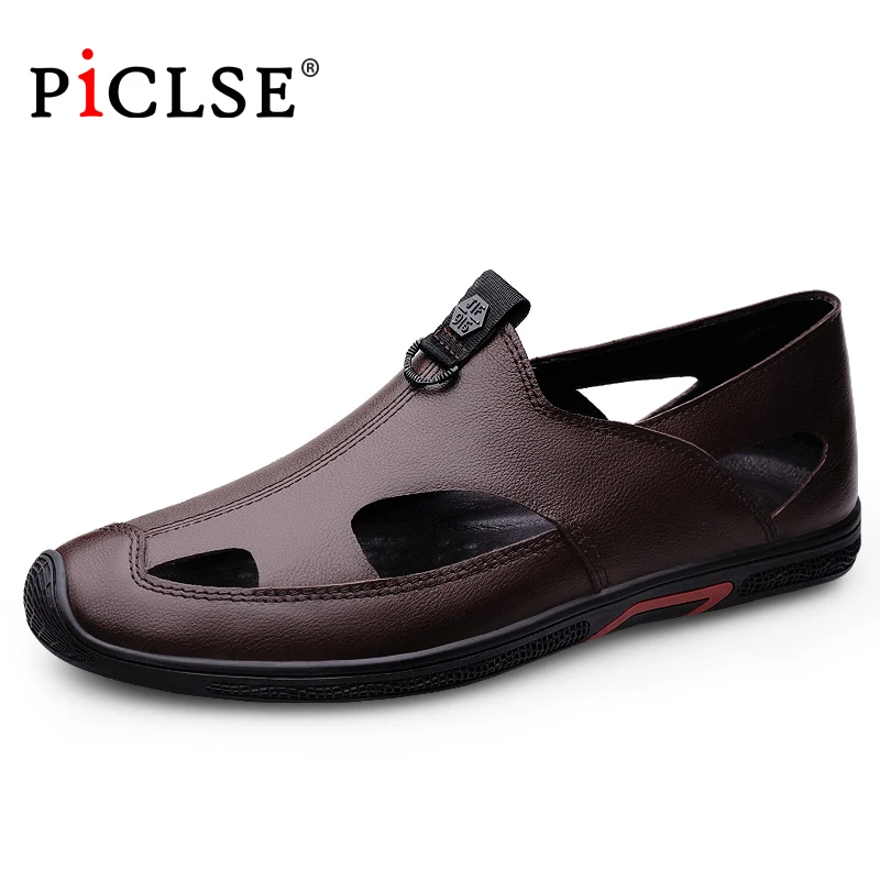 

Luxury Brand Genuine Leather Men Sandals Moccasins Men Business Dress Sandals Italian style Handmade Leather shoes Men Sandalias