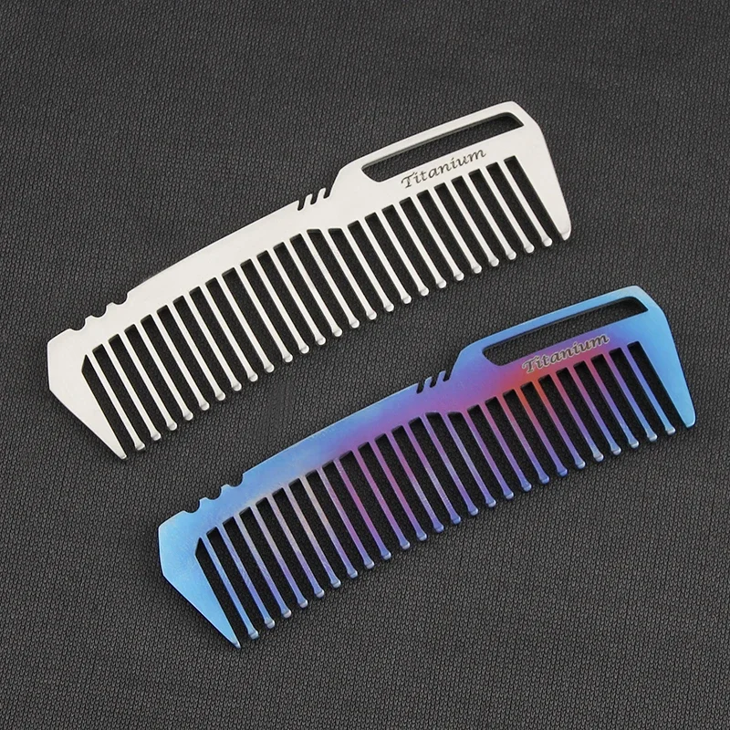 Titanium Alloy Comb Super Light Titanium Comb Outdoor Small Tool Suitable for Outdoor Use Key Chain Pendant