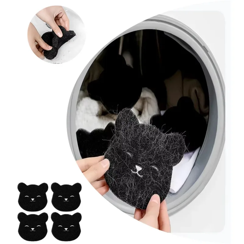 Laundry Sponge Hair Removal Device Bear Shaped Laundry Ball Washing Machine Hair Catcher Pet Hair Removal Device Cleaning Sponge