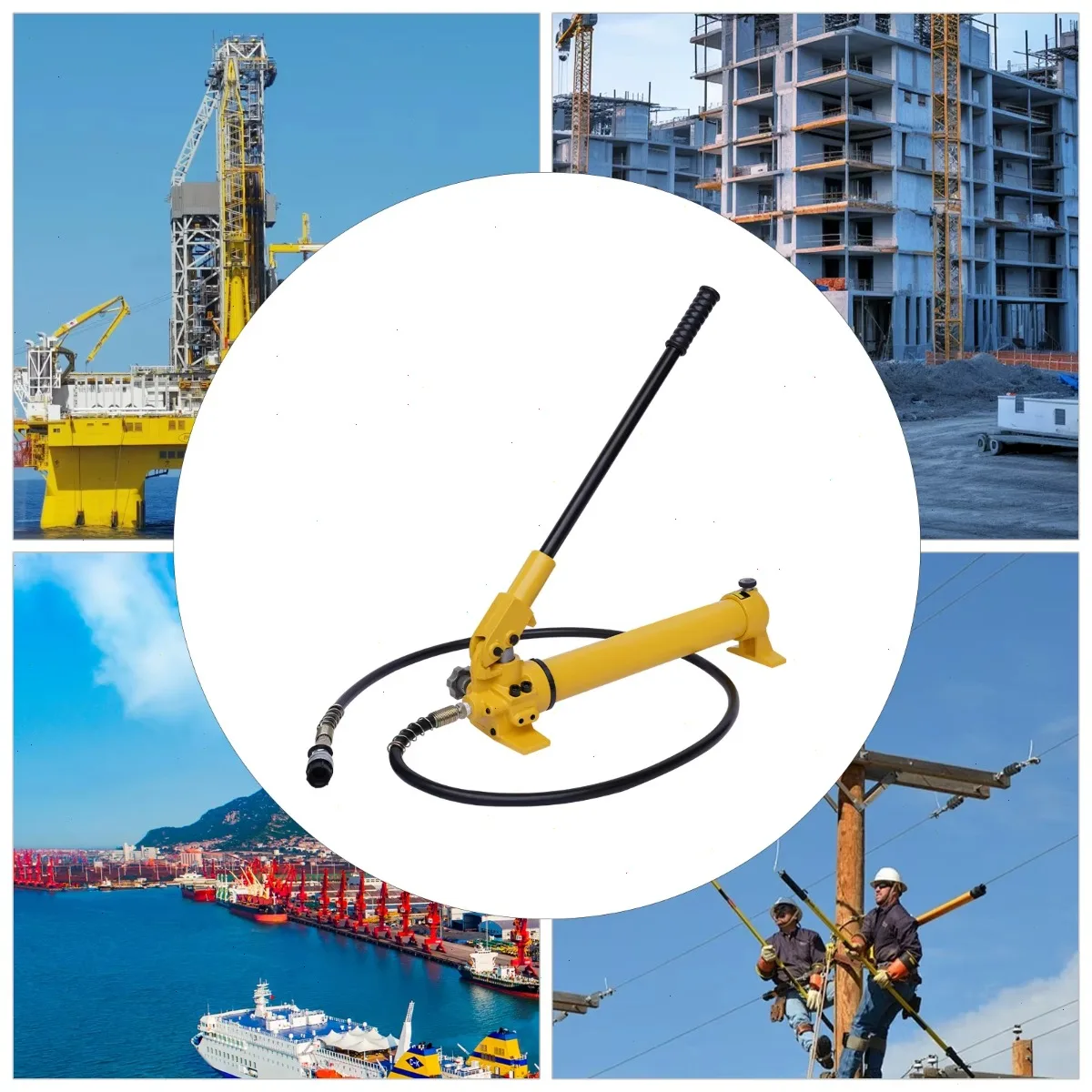 Manual Hydro-Hoisting Jack, Hydraulic Hand Pump CP-700, Cast Iron Baked Paint 700cc Displacement, ZG3/8 Connector 1.8M Hose, Manual Pump No External Power, Durable