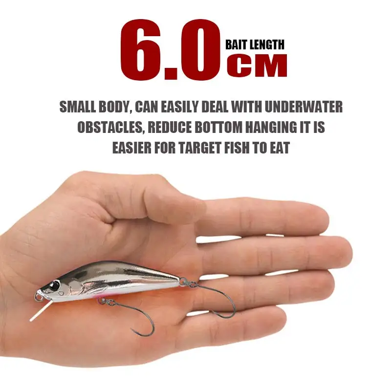 3.6g 60mm Sinking Minnow Lure Mini Tremor Hard Minnow Baits Stable Throwing Full Swimming Layer Trout Lures