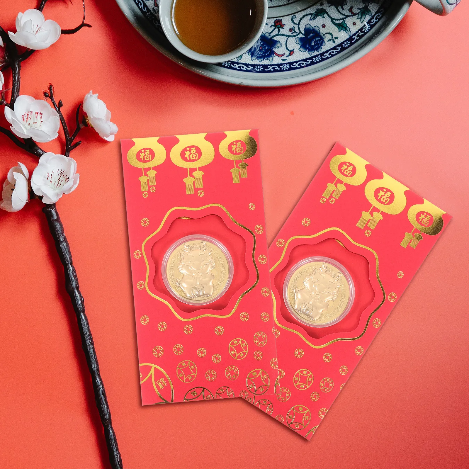 10Pcs New Year Red Packet For Collector Chinese New Year Decor Envelopes Paper Packets Dragon Design Festival