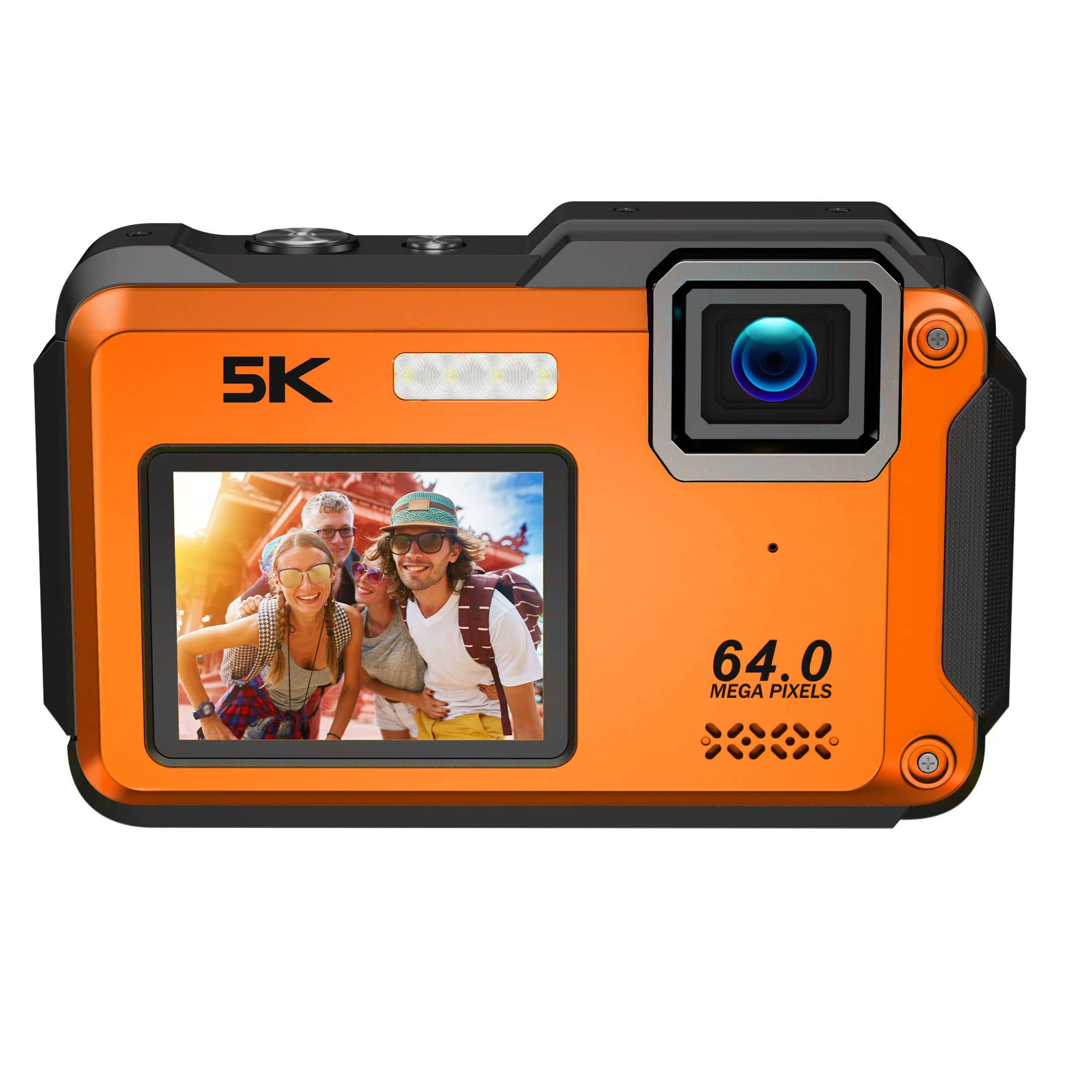 

Factory Star Product Body Waterproof Digital Camera 10M 5K UHD Dual Screens 16X Zoom Digital Cam With Fill Lights & 19 Filters